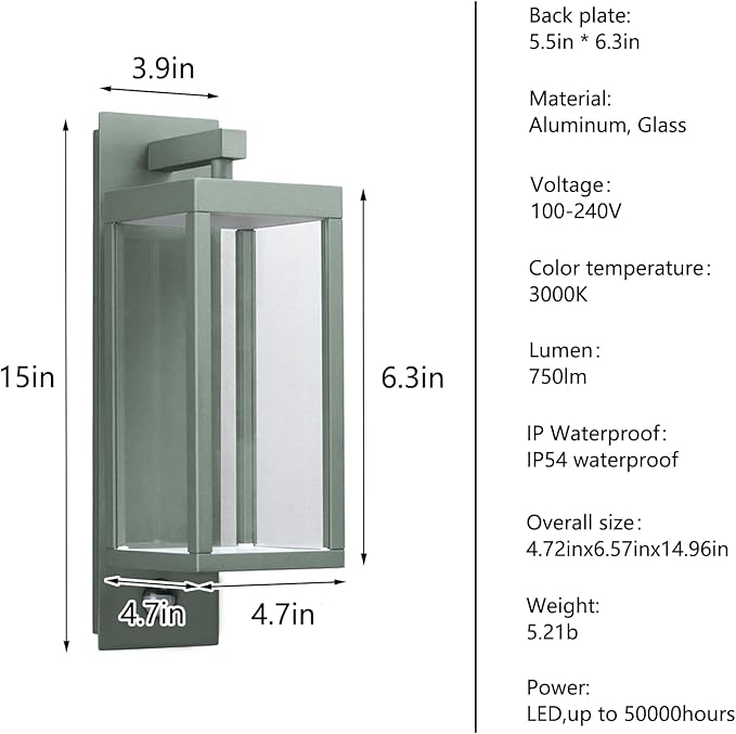 Motion Sensor LED Porch Lights Outdoor Wall Mount Lantern Exterior Light Fixture for House Garage Patio Garden,13W 750LM