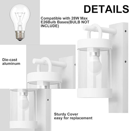 Porch Light White Dusk to Dawn Outdoor Wall Light, 13in Large Exterior Lighting Fixture for House Garage Front Door, Waterproof Outside Hanging Lamp E26 Wall Mount Lantern (Bulb Not Included)