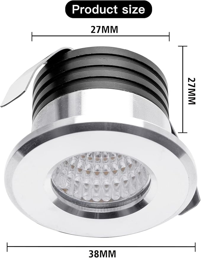 5 Pack 3W Mini LED Recessed Lighting, 1 Inch Recessed LED Lights, Under Cabinet Lighting Under Cabinet Lights 300LM 3000K Warm White AC 120V Lights with Driver Power (Warm White/Silver, 3W/5 Pack)
