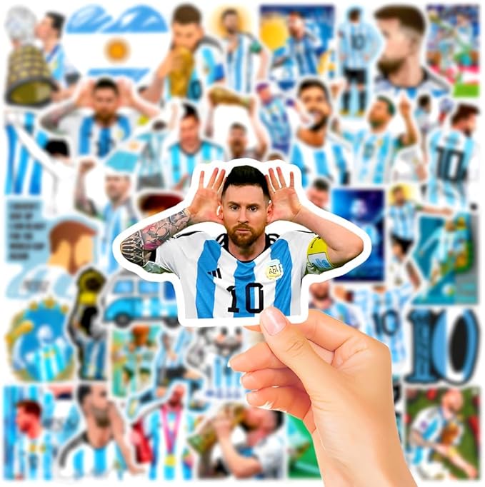50PCS Soccer Player Messi Sticker for Fans, Vinyl Waterproof Laptop Water Bottle Stickers for Aldults Boys Girls Teens Cool Soccer Sport