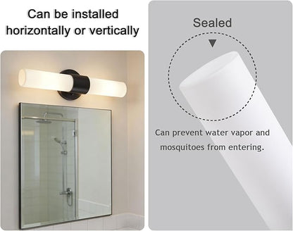 29" Modern Wall Sconce with Frosted Glass Shades, for Bathroom Mirror Bedroom Living Room Hallway, Black Finish