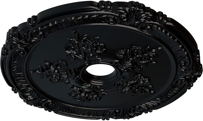 Ekena Millwork CM26ATBLF Attica with Rose Ceiling Medallion, Jet Black, 26"OD x 3 3/4"ID x 1 1/2"P