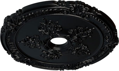Ekena Millwork CM26ATBLF Attica with Rose Ceiling Medallion, Jet Black, 26"OD x 3 3/4"ID x 1 1/2"P