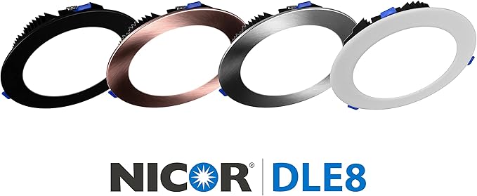 NICOR Lighting DLE821202KRDBK DLE Recessed Lighting Kit, 8, Black