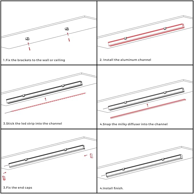 Besseto 8 Pack 3.3ft/1M Spotless LED Aluminum Channel,Flat Milky Diffuser Deep Aluminum Channel Profile Track Extrusion for LED Strip Light Width Up to 12mm