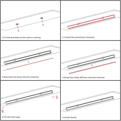 Besseto 8 Pack 3.3ft/1M Spotless LED Aluminum Channel,Flat Milky Diffuser Deep Aluminum Channel Profile Track Extrusion for LED Strip Light Width Up to 12mm