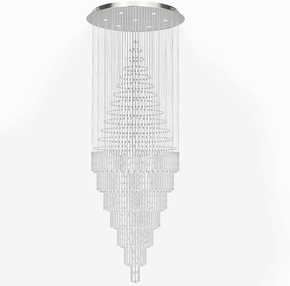 Flashing God D59''X H120'' Extra Large Chandeliers for High Ceilings Crystal Raindrop Chandeliers Large Villa Chandelier Entrance Foyer Ceiling Light LED Dimmable 2700K-6000K