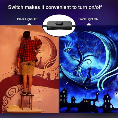 Onforu 2 Pack 38W LED Black Lights, Blacklight Flood Light with Plug, IP66 Waterproof, for Halloween Party, Glow in The Dark, Stage Lighting, Aquarium, Body Paint, Fluorescent Poster, Neon Glow,Black