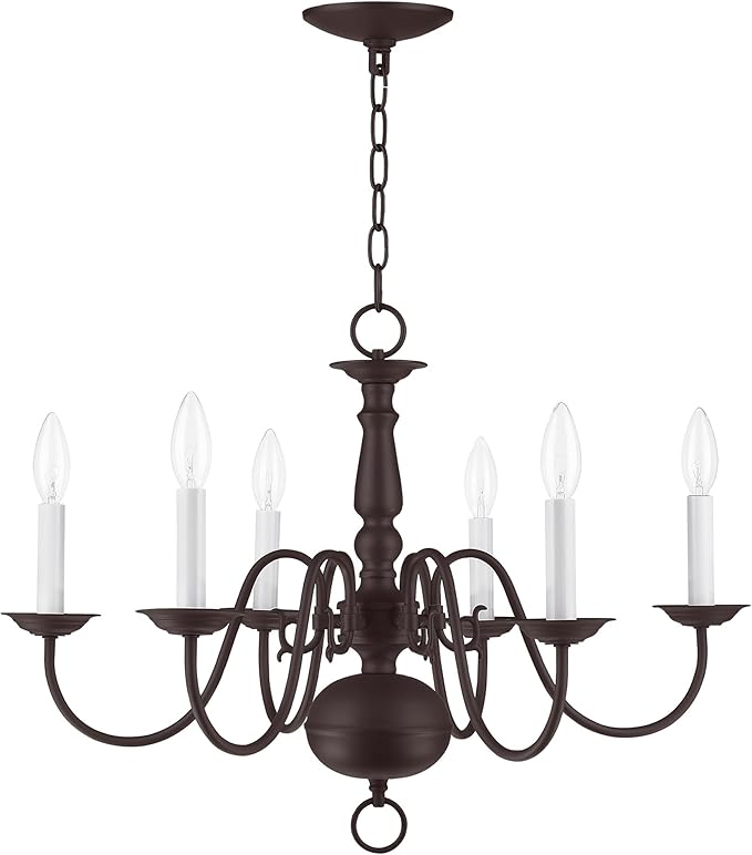 Livex Lighting 5006-07 Williamsburgh 6-Light Chandelier, Bronze,18Hx24W