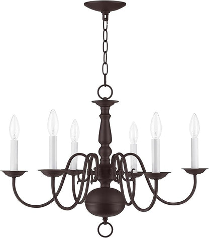 Livex Lighting 5006-07 Williamsburgh 6-Light Chandelier, Bronze,18Hx24W