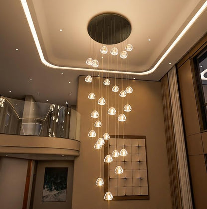 HAIXIANG 13ft Modern LED Chandeliers for Entryway Living Room Long Light High Ceiling Dining Room Light Dimmable Pendant Lighting Fixtures Chandelier for Foyer Staircase 2700K 6000K Lighting Black