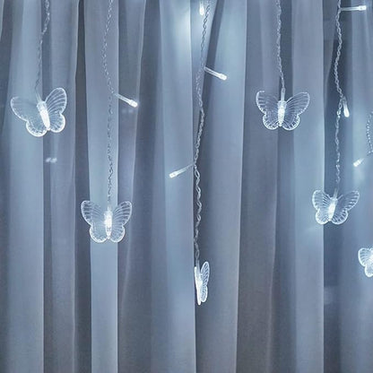 Butterfly Curtain Fairy String Lights, 120LED 8 Modes USB Powered Timer Firefly Twinkle Light with Romote, 14.7FT Copper Wire Hanging Decoration for Room, Wedding, Bedroom, Party, Christmas Decor