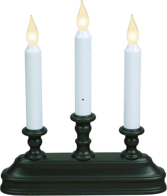 Xodus Innovations FPC1330A-3 Battery Operated 10" Window Candles with Tilt to Change Flame Color and Dusk to Dawn Light Sensor 3 Candelabra Base (Pack of 3), Black/Aged Bronze