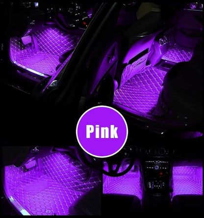 Car Interior LED Lights,Car Accessories, Automotive Ambient Neon Light Kit with USB Port, Gifts for Men and Women, 4 in 1 Decoration Lights for Car, Garden, Home, Party (Pink)