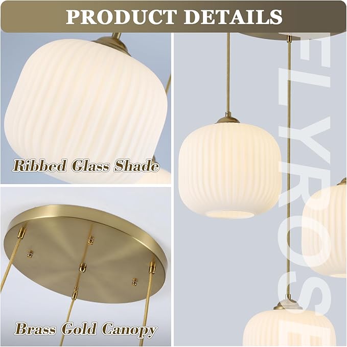 Mid Century Modern Chandelier 3-Light Gold Globe Cluster Chandelier Antique Brass Pendant Lights Kitchen Island 3 Light Hanging Light Fixtures Ceiling Mount Dining Room Pendant Lighting