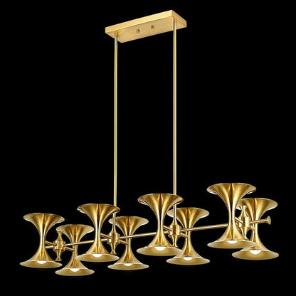 Brass Gold Chandeliers, 16-Light Modern Metal Industrial Dining Room Light Fixture,Farmhouse Chandelier Lighting for Bedroom Living Room Hallway