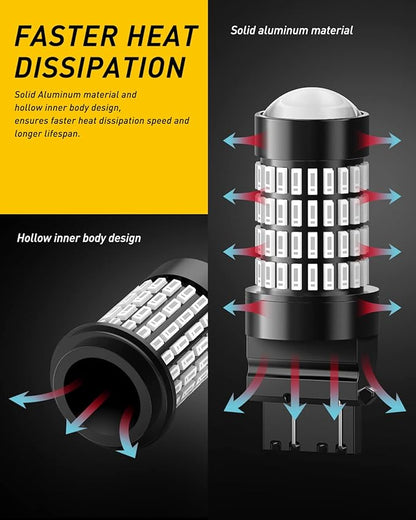 AUXITO Upgraded 3157 LED Bulbs Red, Super Bright 3056 3156 3057 4157 LED Bulbs with Projector for Brake Lights Tail Lights Stop Turn Signal Reverse Back Up Parking License Plate Lights