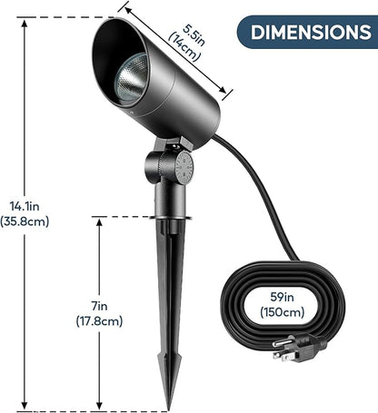 30W LED Spotlight Outdoor 120V Waterproof Spot Light 3000LM Ultra Bright Spot Lights Outdoor Warm White Landscape Lighting with 5FT Cord with Plug for Flag Pole Tree Yard Garden(2pack)