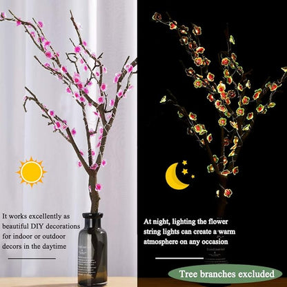 OMIKA Multicolor Flower Lights Cherry Blossom String Lights Battery Operated & USB Powered, 13ft 40LED Fairy Lights with Remote Timer Decorative Lights for Nursery Girls Bedroom Dorm Wedding Décor