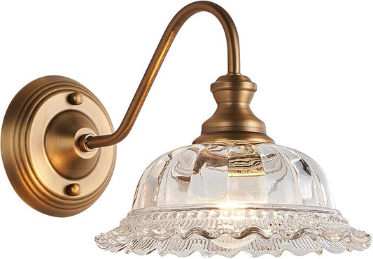 HDDFL Vintage Wall Scone Bedside Wall Lamp Matte Brass Bedside Light Fixtures Antique in Door Lighting Fixture for Living Room Porch Staircase Drawing Room Bedroom