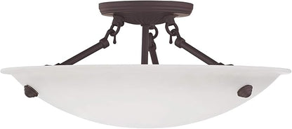 Livex Lighting 5625-07 Home Basics 3 Light Bronze Semi Flush Mount with Honey Alabaster Glass