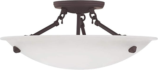 Livex Lighting 5625-07 Home Basics 3 Light Bronze Semi Flush Mount with Honey Alabaster Glass