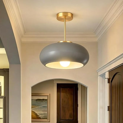 Gray Light Fixture Mid Century Semi Flush Mount Ceiling Light Nursery Close to Ceiling Lights Hallway Gold Semi Flush Mount Lamp Modern Porch Glass Chandeliers Entryway Overhead Light