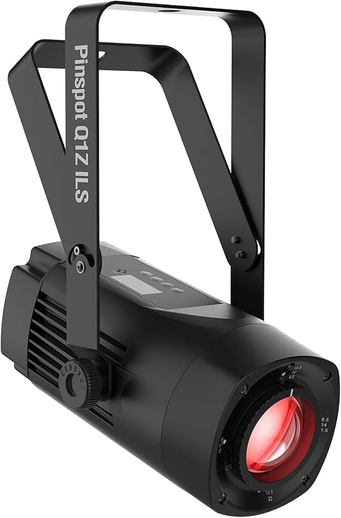 CHAUVET DJ – PinSpot Q1Z ILS Compact LED Pinspot Light | 20W RGBW Quad-Color, Manual Zoom, OLED Display | ILS Instant Light Shows | IRC-6 Remote & ILS Command Compatible | DMX Control