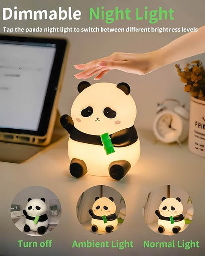 Panda Night Light Squishy, 50Hrs Battery Kids Nightlight, Tap Control 2 Brightness, 30Min Auto-Off, Rechargeable Bedside Lamp for Nursery Toddlers, [Mothers Day Gifts]