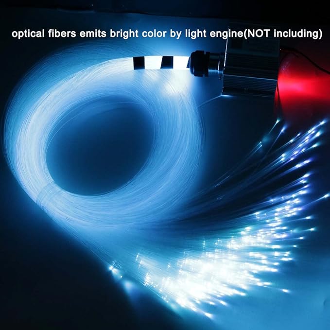 AZIMOM PMMA Plastic Mixed 375pcs 9.8ft Fiber Optic Cable Strands 0.03in/0.04/0.06in End Glow Roll Bunch Fiber String for Star Sky Roof Ceiling Decoration All Kind LED Light Engine Driver