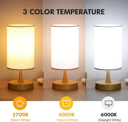 Caromolly Light Therapy Lamp, 10000 Lux Light with Remote Control, 3 Color Temperature & 4 Brightness Level & Timer, Daylight Lamp for Home, Office, Decoration(Wood Base White Shade)