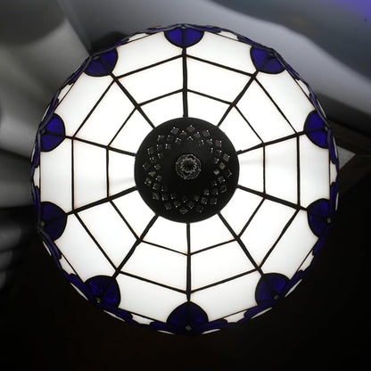 Tiffany Style Table Lamp with Blue Iris Stained Glass Lamp 12 Inch Retro Bronze Base Bedside Lamp Living Rooms, Offices, Hotel，Coffee Shop European Style Decorative Ambient Light Bedside Lamp