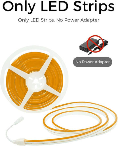YM E-Bright Orange Led Neon Strip Lights Without Power Supply, 5M 16.4Ft 600SMD Silicone Rope Lamp for Signboard Bar Home Building Indoor Outdoor Decoration Waterproof Flexible DC12V