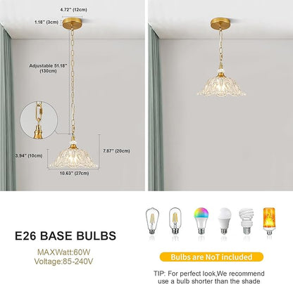 1 Piece Vintage Chandelier Light Fixtures with Crystal Glass Shade,Matte Antique Brass Finish Pendant Light,Hanging Light for Dining Room,Hallway,Living Room,Bedroom