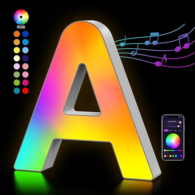 OJQ Light Up Letters Led Lights- Marquee Letters for Boy Girl Gift Room Decor Wall Lights - Music Sync Color Change Colorful, Birthday Gifts for Girl, Teen Girls Gifts Home Wall Decor