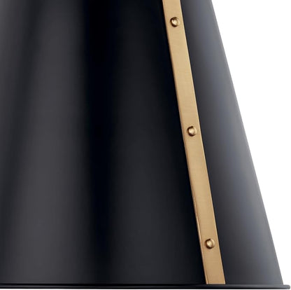 Kichler Etcher 1-Light Pendant Light Fixture with Etched Painted White Glass Diffuser in Black and Champagne Bronze for Kitchen Island or Dining Room (17" x 13"), 52710BK