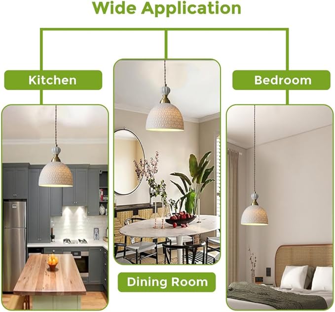 Modern Ceramics Chandelier 1-Light Fixture Industrial Ceramics Pendant Lighting Adjustable Cord Farmhouse Ceiling Hanging Lamp for Kitchen Island Restaurant Kitchen Sink