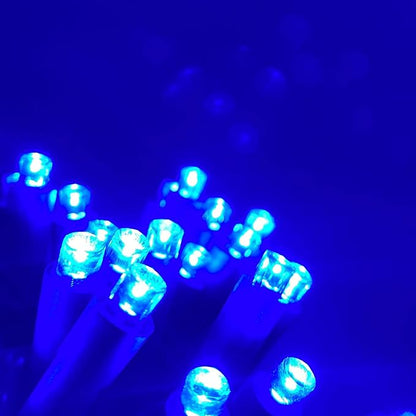 UL Listed 50 Count 5MM Wide Angle Led Christmas Lights Set,Outdoor Mini Led String Light for Garden Patio Halloween Christmas Tree Lighting Decorations,17 Feet Green Wire (Blue Color)