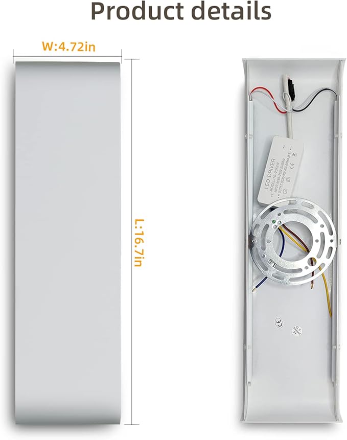 KICAAO 15.7in White Modern Wall Sconce 2-Pack,20W Indoor Vanity Light Up and Down LED Vanity Light for Bathroom Wall Lighting Fixtures Not Dimmable Not Plug (White Light 5000K-1PCS)