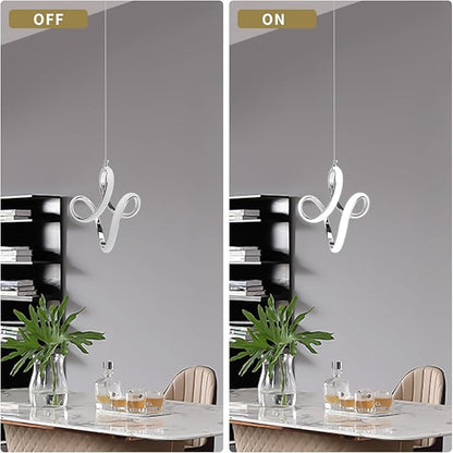 Modern Led Pendant Light 5500K Cold White Kitchen Island Pendant Light Fixtures Adjustable Height Led Pendant Lamp for Kitchen Island Dining Room Hanging Light, 2 Pack (Chrome)