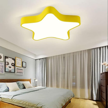 LED Ceiling Light Fixture, Modern Pentagram Recessed Ceiling Lights, 3000K-6000K Dimmable Light, Close to Lighting Flush Mount Living Room Pendant Lamps (Yellow, 20inch)