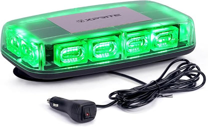 Xprite Upgraded 12" 72LED Rooftop Mini Strobe Lights, Emergency Safety Flashing Beacon Light Bar with Magnetic Base for 12V-24V Construction Vehicles, Trucks, Snow Plow, Postal Car (Green)
