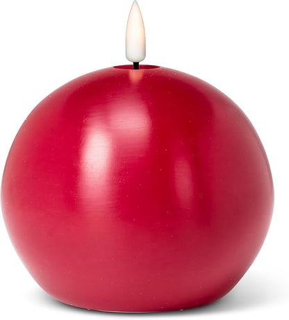 Abbott Collection Wax LED Flameless Ball Candle - Red (4" D)