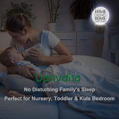 Night Lights Plug into Wall Sweet Home Hand Lettering Word Night Light Dusk to Dawn Sensor LED Lighting for Bedroom Bathroom Living Room, 0.5W Sleep Friendly