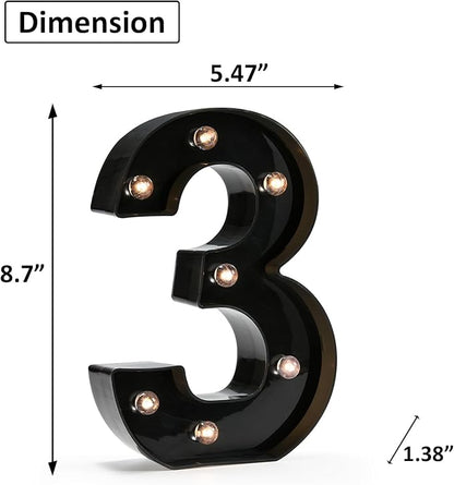 OYCBUZO Light Up Black Alphabet Marquee Number Sign LED Marquee Number Lights Sign for Night Light Home Bar Christmas Lamp Birthday Party Wedding Decoration 3