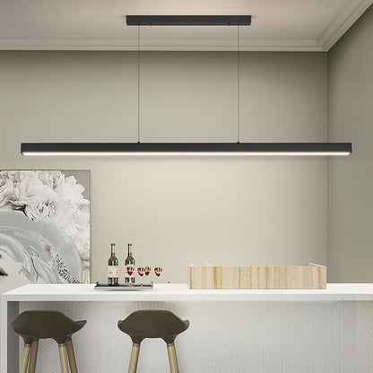 Modern LED Linear Pendant Light, 31IN Ceiling Chandlier Light Fixtures Hanging with Remote Control 3000k-6500K Adjustable Color Temperature Island Light for Dining Room, Kitchen