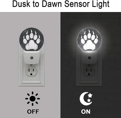 Animal Bear Paw Print Night Light Auto Sensor Led Dusk to Dawn Lamp Home Decor for Men Women