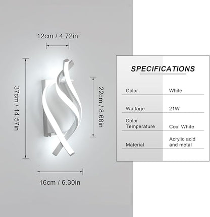 DELIPOP Wall Sconces, Modern Wall Sconce, 6500K Cool White Indoor Wall Light, Acrylic LED Wall Lights for Bedroom, Bathroom, Living Room, Hallway, Balcony (White)