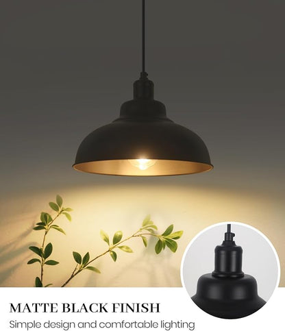 Matte Black Pendant Light, Farmhouse Pendant Lighting, 11.4in Farmhouse Pendant Lights Kitchen Island, Adjustable Height, 2 Light Industrial Pendant Light Fixtures for Dining Room, Sink, Bar