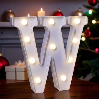 LED Light Up Marquee Letters, Battery Powered Decorative LED Letter Lights, Alphabet Light Up Letters for Wedding Birthday Party,Holiday Lamp or Home Bar Decoration (Letter W)